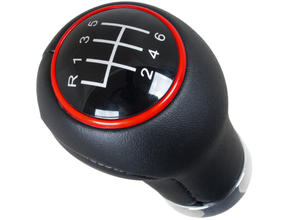 Audi Seat Skoda VW ROČICA PRESTAVNEGA MENJALNIKA ČRNA + RDEČ OBROČ + KROM 6 PRESTAV