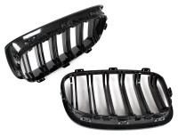 BMW 1 F20 / F21 11-14 3/5D HATCHBACK maske med žarometi (ledvičke) levi + desni komplet ČRNE SIJAJNE DVOJNE LETVE