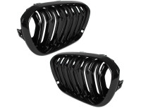 BMW 1 F21 15-18 atrapy między reflektory (nerki) lewa + prawa kpl. BLACK GLOSSY DOUBLE BAR