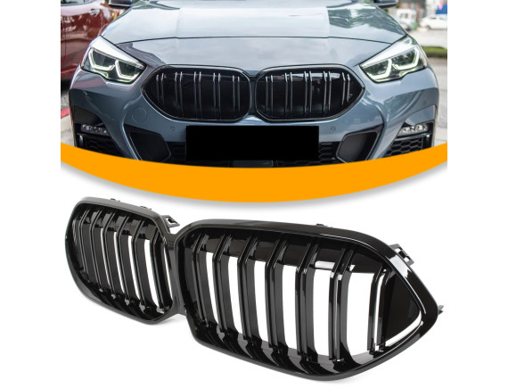 BMW 2 F44 19-24 maska med žarometoma (ledvička) ČRNO SIJAJNA DVOJNA LETEV