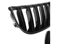 BMW 3 E90 / E91 04-09 LIMUZINA / KOMBI maske med žarometoma (ledvičke) levi + desni komplet ČRNE SIJAJNE DVOJNE LETVE