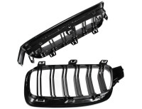 BMW 3 F30 / F31 11-15 LIMUZINA / KOMBI maske med žarometi (ledvičke) levi + desni komplet ČRNE SIJAJNE DVOJNE LETVE