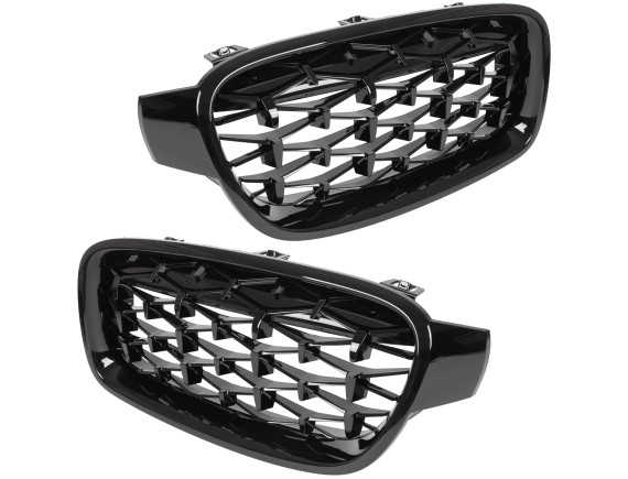 BMW 3 F30 F31 12-19 maske med žarometi (ledvičke) levi + desni komplet FULL BLACK STAR