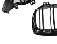 BMW 4 F32 / F33 / F36 13-18 maske med žarometi (ledvičke) levi + desni komplet ČRNE SIJAJNE DVOJNE LETVE