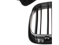 BMW 5 E39 95-03 SEDAN / KOMBI atrapy między reflektory (nerki) lewa + prawa kpl. BLACK GLOSSY DOUBLE BAR