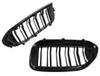 BMW 5 G30 / G31 2017- maske med žarometoma (ledvički) levi + desni komplet ČRNE SIJAJNE DVOJNE LETVE