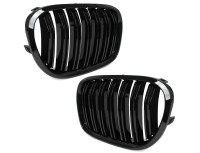 BMW 7 F01 F02 08-11 maske med žarometoma (ledvički) levi + desni komplet ČRNE SIJAJNE DVOJNE LETVE