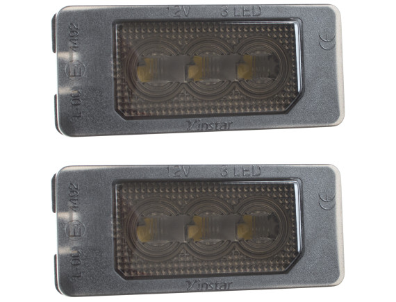 BMW E39 E60 E61 E70 E71 E72 E82 E84 E85 E86 E88 E90 E91 E92 E93 F10 F11 F15 F25 F30 F31 F32 F33 F34 LED luči za registrsko tablico, DIMLJENE LEČE, KOMPLET 2-DELNI