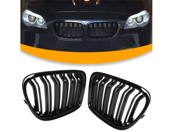BMW X1 E84 09-15 maske med žarometoma (ledvički) levi + desni komplet ČRNE SIJAJNE DVOJNE LETVE