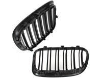 BMW X1 E84 09-15 maske med žarometoma (ledvički) levi + desni komplet ČRNE SIJAJNE DVOJNE LETVE