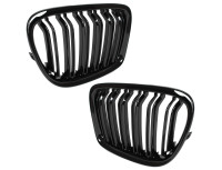 BMW X1 E84 09-15 maske med žarometoma (ledvički) levi + desni komplet ČRNE SIJAJNE DVOJNE LETVE