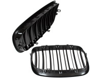 BMW X5 E70 06-13 maske med žarometoma (ledvički) levi + desni komplet ČRNE SIJAJNE DVOJNE LETVE