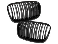 BMW X6 E71 07-14 maske med žarometoma (ledvički) levi + desni komplet ČRNE SIJAJNE DVOJNE LETVE
