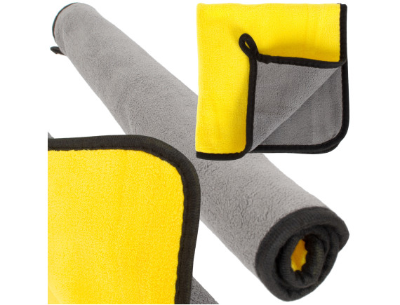 M MODECAR Ręcznik z Polaru Koralowego 40x40cm 500gsm ŻÓŁTO-SZARY z OBSZYCIEM