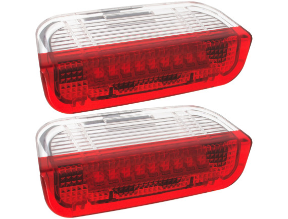 VW Eos Golf V VI Jetta III Passat B6 B7 B8 CC Scirocco Sharan Touareg lampki wewnętrzne drzwi BIAŁO-CZERWONE LED 2 szt. kpl.