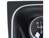 VW Golf V 03-08 ročica prestavne ročice + ČRNI ščitnik z RDEČIM navojem in KROMIRANIM okvirjem 6 PRESTAV