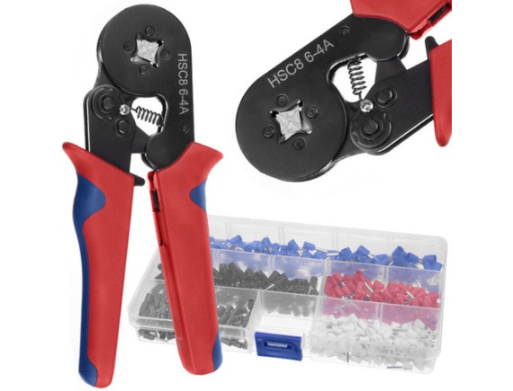 Krimp klešče za stiskanje tulcev 0,25-10mm2 + 500 votlic