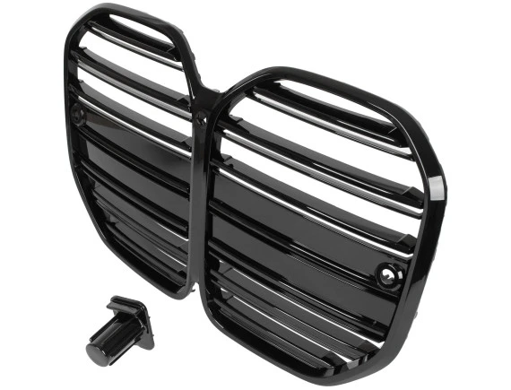 BMW 4 G22 G23 2020- atrapa między reflektory (nerki) BLACK GLOSSY + ZAŚLEPKA