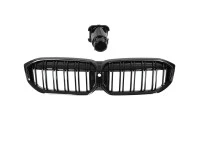 BMW 3 G20 G21 FL 22-24 atrapa między reflektory (nerki) BLACK GLOSSY DOUBLE BAR + ZAŚLEPKA