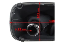 Audi A3 8L 96-03 gałka zmiany biegów CZARNA EKOSKÓRA 6 BIEGÓW + mieszek CZARNY z ramką OTWÓR 23 MM