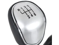 Ford Focus Mk3 11-14 gałka zmiany biegów CZARNA EKOSKÓRA + SILVER + mieszek z ramką 6 BIEGÓW