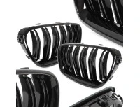 BMW 5 F10 / F11 10-17 atrapy między reflektory (nerki) lewa + prawa kpl. BLACK GLOSSY DOUBLE BAR