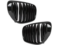 BMW 7 G11 G12 2015- atrapy między reflektory (nerki) lewa + prawa kpl. BLACK GLOSSY DOUBLE BAR