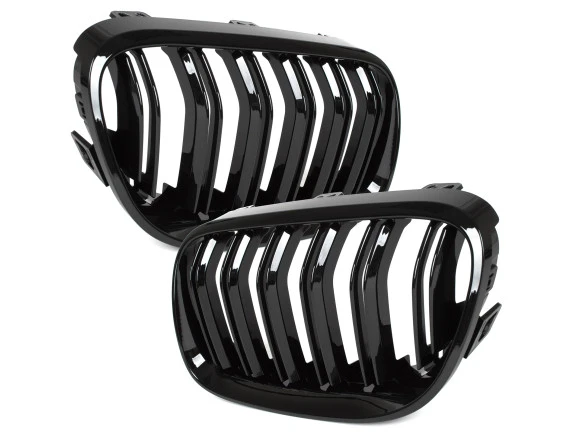BMW 3 E92 E93 10-13 atrapy między reflektory (nerki) lewa + prawa kpl. BLACK GLOSSY DOUBLE BAR