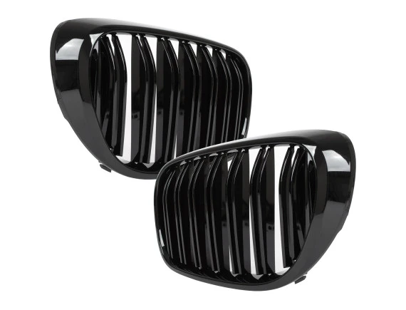 BMW 7 G11 G12 2015- atrapy między reflektory (nerki) lewa + prawa kpl. BLACK GLOSSY DOUBLE BAR