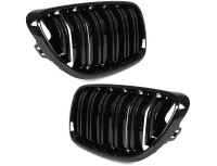 BMW 2 F23 2014- atrapy między reflektory (nerki) lewa + prawa kpl. BLACK GLOSSY DOUBLE BAR