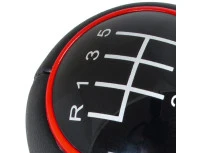 Audi Seat Skoda VW gałka zmiany biegów CZARNA + CZERWONY PIERŚCIEŃ + CHROM 6 BIEGÓW