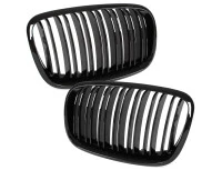 BMW X6 E71 07-14 atrapy między reflektory (nerki) lewa + prawa kpl. BLACK GLOSSY DOUBLE BAR