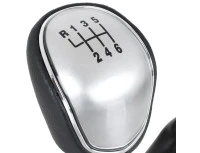Ford Focus Mk3 11-14 gałka zmiany biegów CZARNA EKOSKÓRA + SILVER + mieszek z ramką 6 BIEGÓW