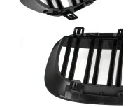 BMW 6 E63 / E64 04-10 atrapy między reflektory (nerki) lewa + prawa kpl. BLACK GLOSSY DOUBLE BAR