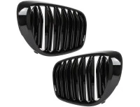BMW 7 G11 G12 2015- atrapy między reflektory (nerki) lewa + prawa kpl. BLACK GLOSSY DOUBLE BAR
