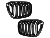 BMW X4 G02 2018- atrapy między reflektory (nerki) lewa + prawa kpl. BLACK GLOSSY DOUBLE BAR
