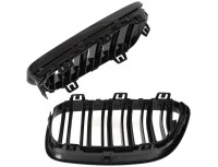 BMW 2 F23 2014- atrapy między reflektory (nerki) lewa + prawa kpl. BLACK GLOSSY DOUBLE BAR