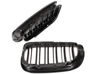 BMW 3 E46 FL 01-15  SEDAN / KOMBI atrapy między reflektory (nerki) lewa + prawa kpl. BLACK GLOSSY DOUBLE BAR