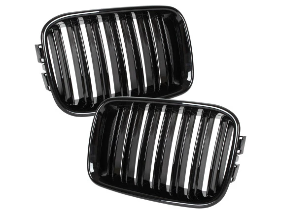 BMW 3 E36 91-96 atrapy między reflektory (nerki) lewa + prawa kpl. BLACK GLOSSY DOUBLE BAR