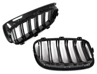 BMW 1 F20 / F21 11-14 3/5D HATCHBACK atrapy między reflektory (nerki) lewa + prawa kpl. BLACK GLOSSY DOUBLE BAR