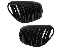 BMW 6 E63 / E64 04-10 atrapy między reflektory (nerki) lewa + prawa kpl. BLACK GLOSSY DOUBLE BAR