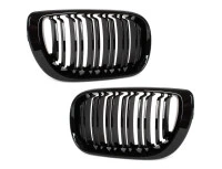 BMW 3 E46 FL 01-15  SEDAN / KOMBI atrapy między reflektory (nerki) lewa + prawa kpl. BLACK GLOSSY DOUBLE BAR