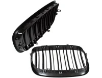 BMW X6 E71 07-14 atrapy między reflektory (nerki) lewa + prawa kpl. BLACK GLOSSY DOUBLE BAR