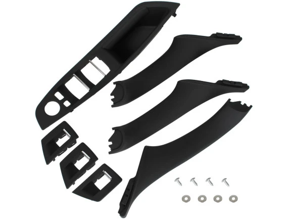 BMW 5 F10 F11 09-17 zestaw uchwytów wewnętrznych drzwi przednich 7 szt. KPL CZARNE