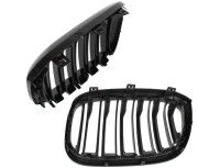 BMW X4 G02 2018- atrapy między reflektory (nerki) lewa + prawa kpl. BLACK GLOSSY DOUBLE BAR