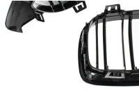 BMW 4 F32 / F33 / F36 13-18 atrapy między reflektory (nerki) lewa + prawa kpl. BLACK GLOSSY DOUBLE BAR