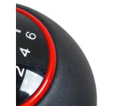 Audi Seat Skoda VW gałka zmiany biegów CZARNA + CZERWONY PIERŚCIEŃ + CHROM 6 BIEGÓW
