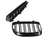 BMW 3 E90 / E91 09-13 SEDAN / KOMBI atrapy między reflektory (nerki) lewa + prawa kpl. BLACK GLOSSY DOUBLE BAR