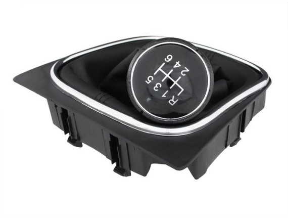 VW CADDY 04-09 Gumb ČRNAL + SREBRNI RING + ČRNI pokrov 6 + R + Ročica ročice s KROM OKVIROM